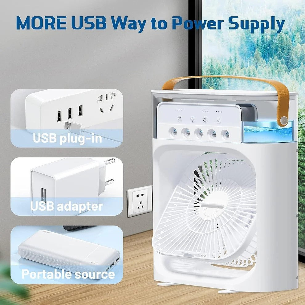 Portable Air Conditioner | Mini Air Cooler Fan with Mist Spray & LED Night Lights