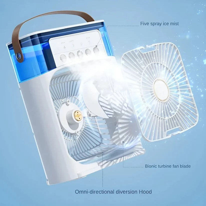Portable Air Conditioner | Mini Air Cooler Fan with Mist Spray & LED Night Lights