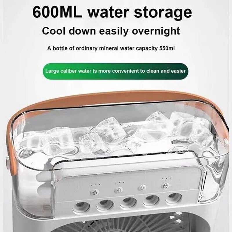 Portable Air Conditioner | Mini Air Cooler Fan with Mist Spray & LED Night Lights